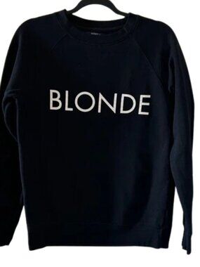 Brunette The Label Black Crewneck Sweatshirt with White BLONDE Graphic